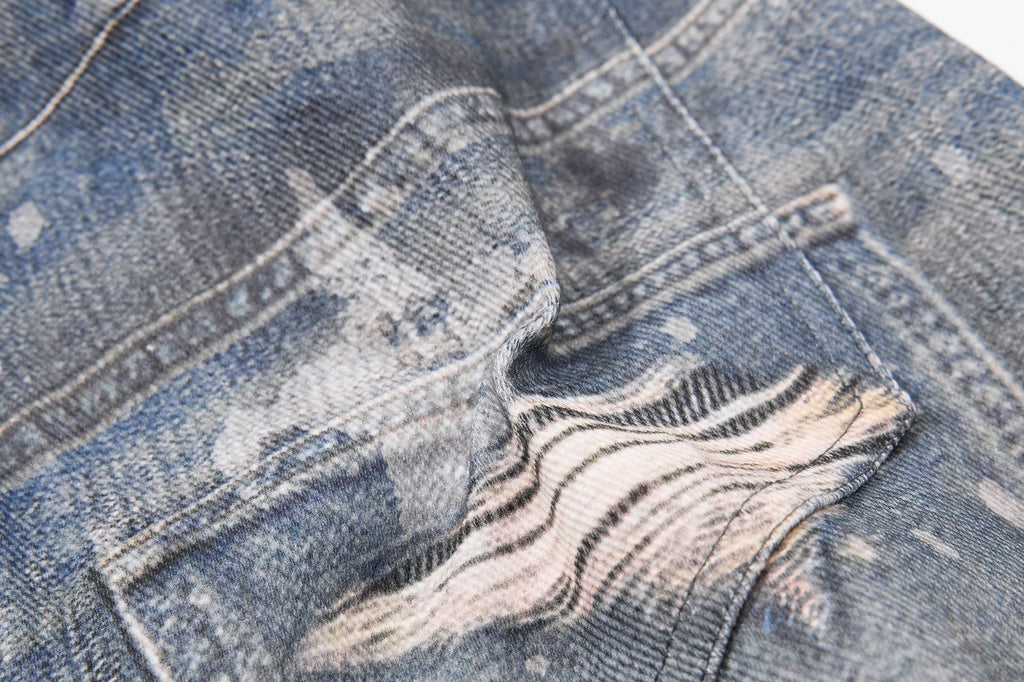 YAVIORA Star Print Fake Two-Piece Jeans