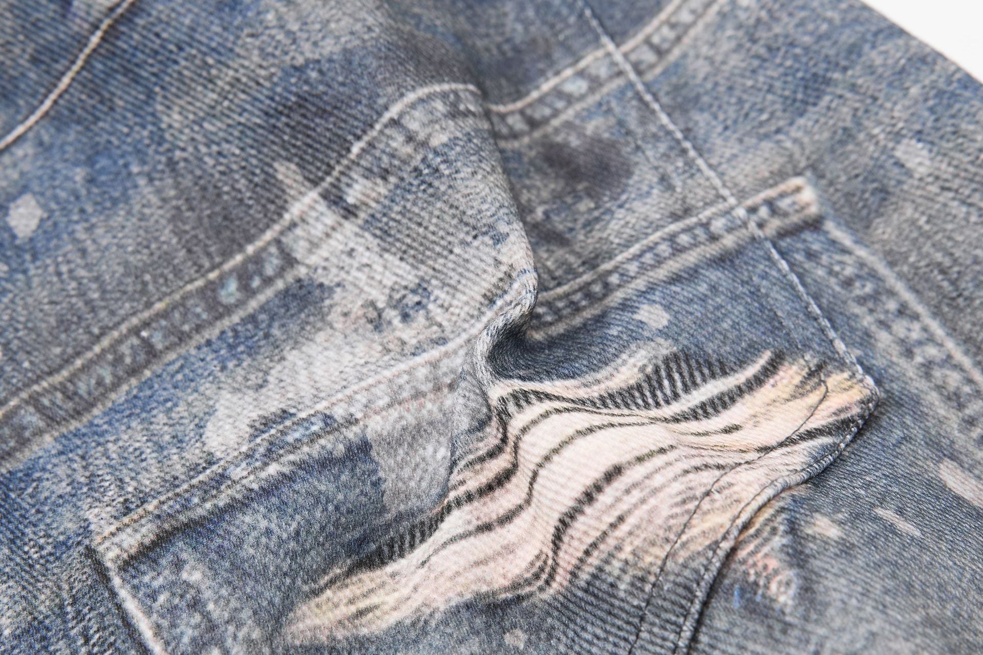 YAVIORA Star Print Fake Two-Piece Jeans