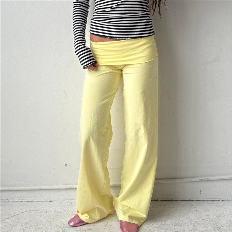 Women's Y2K Striped Fold-Over Waist Butt-Lifting Trousers