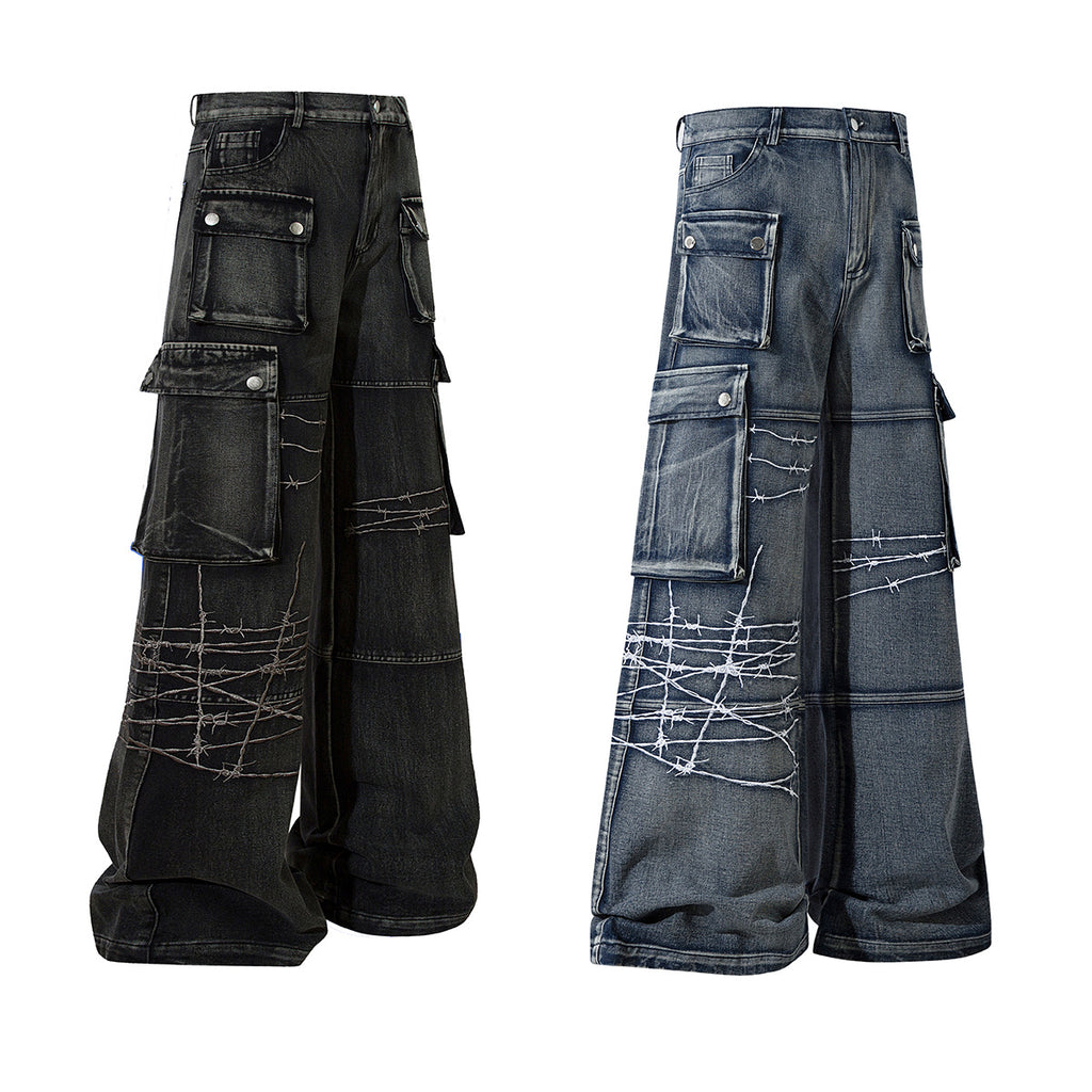 YAVIORA Multi-Pocket Workwear Denim Jeans