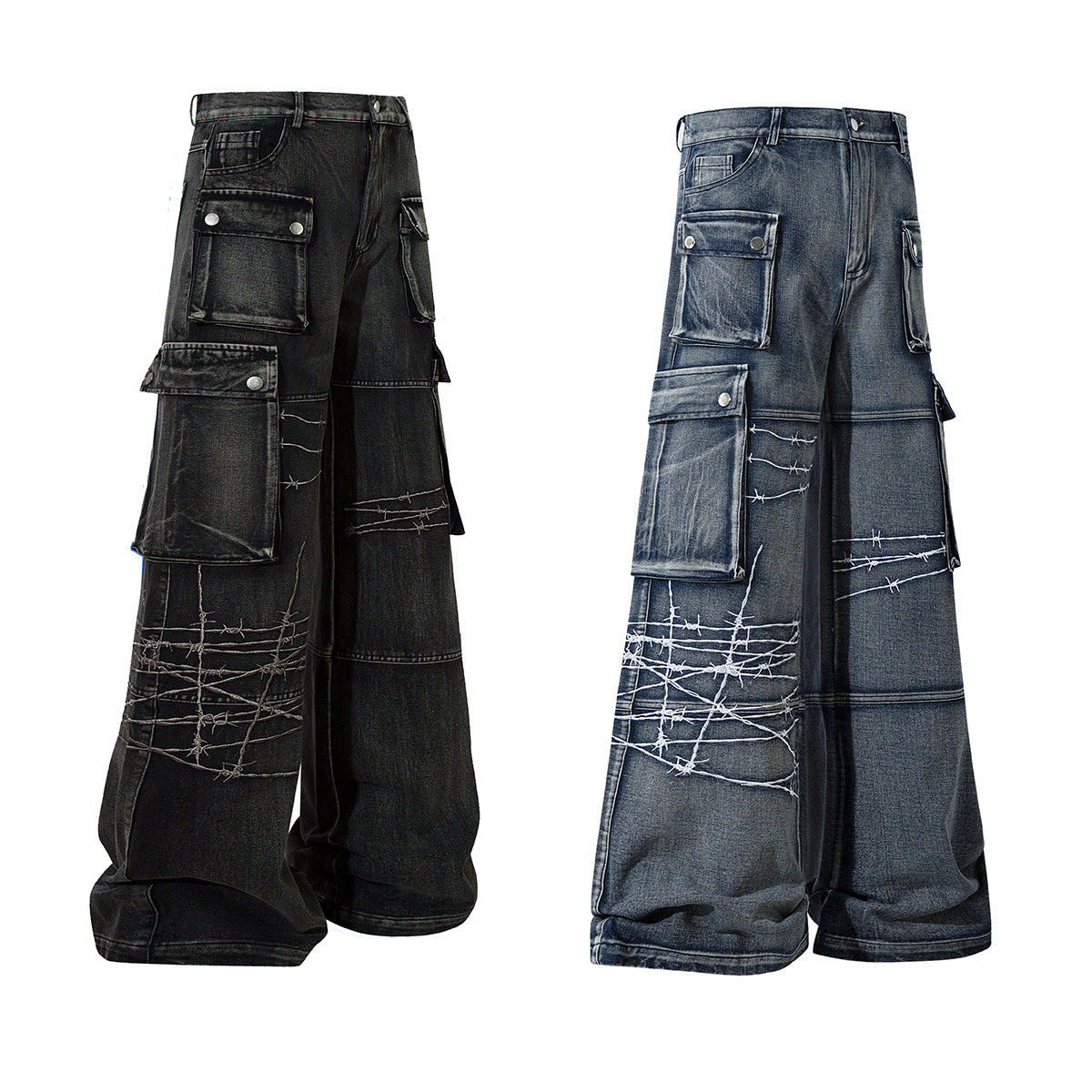 YAVIORA Multi-Pocket Workwear Denim Jeans