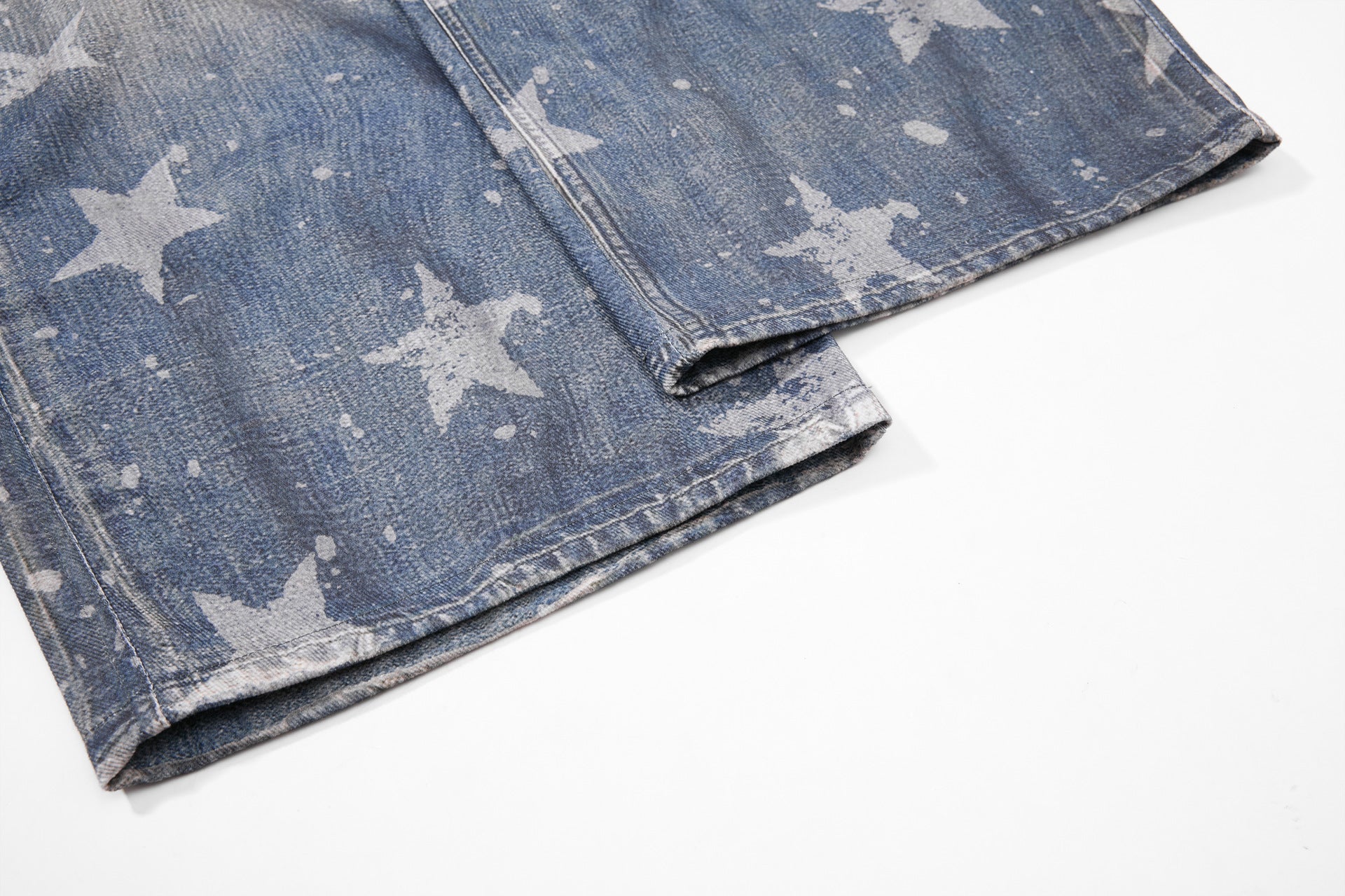 YAVIORA Star Print Fake Two-Piece Jeans