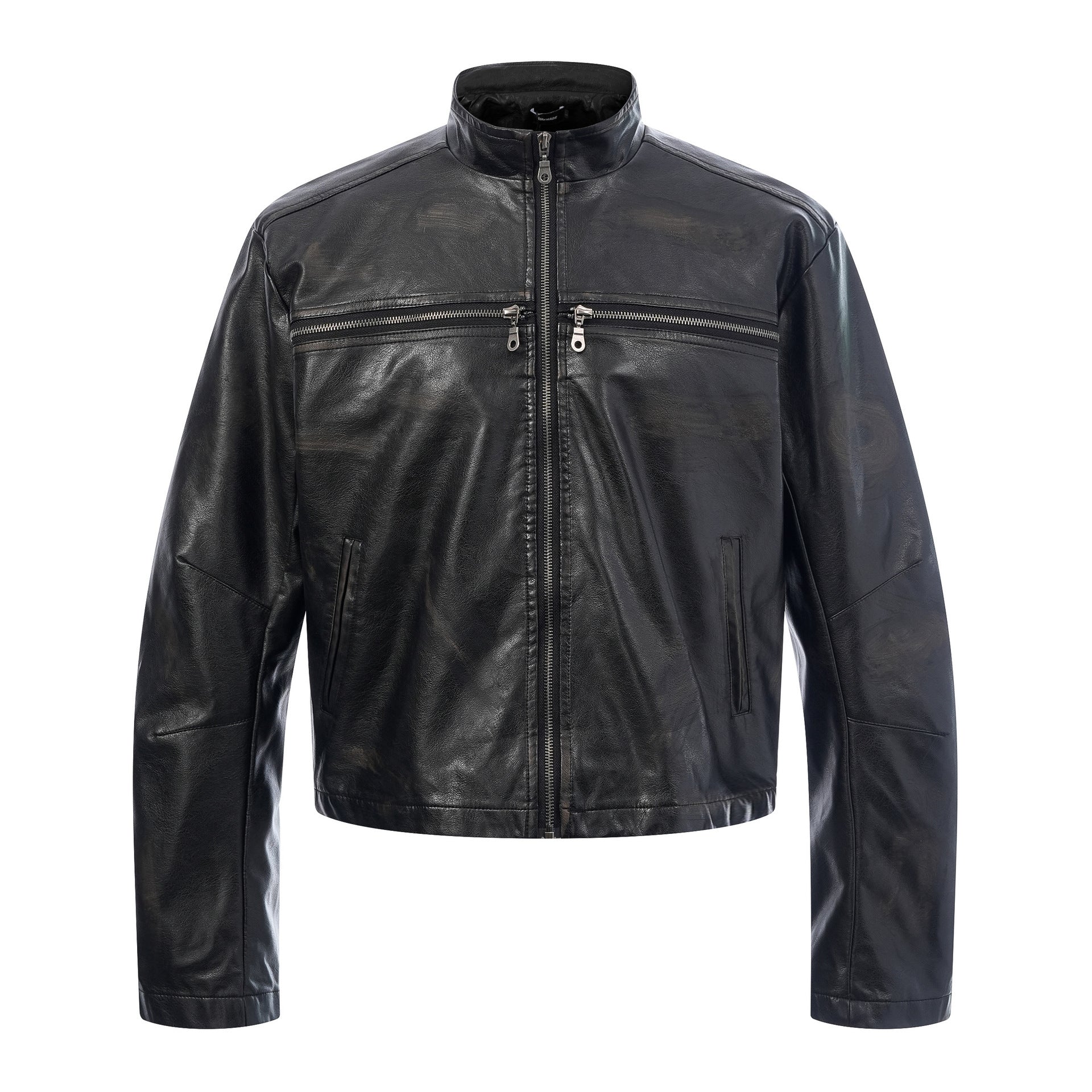 YAVIORA Riveted PU Leather Motorcycle Jacket