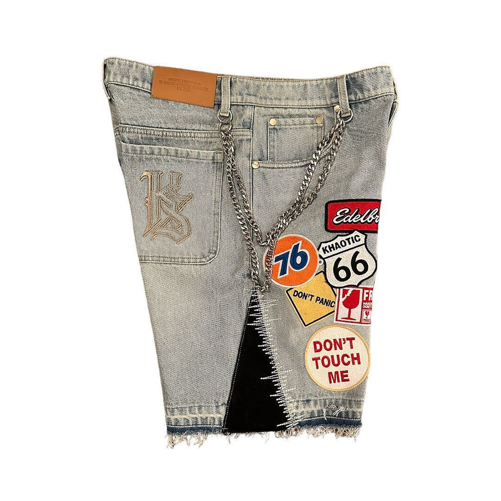Y2K hip-hop cartoon embroidered loose-fitting shorts