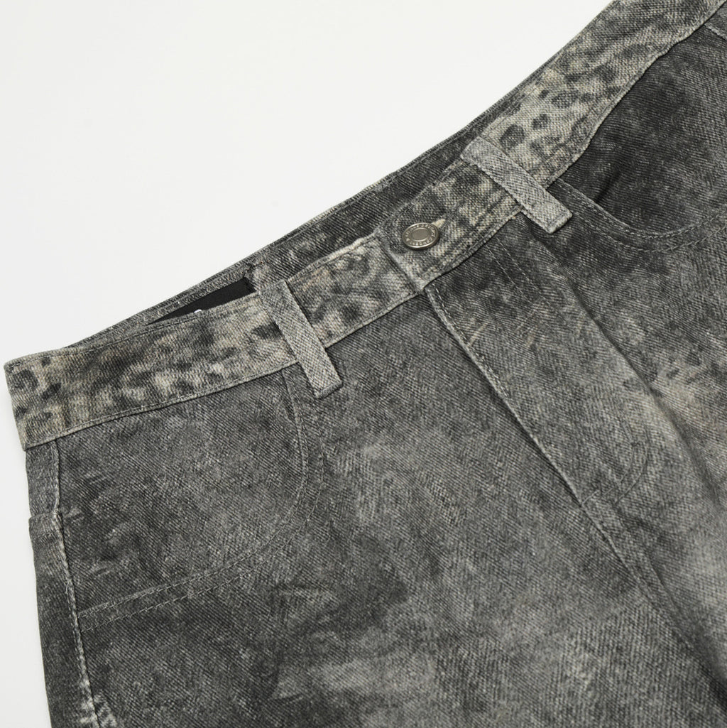 YAVIORA Spliced Dirty Wash Curved Baggy Pants