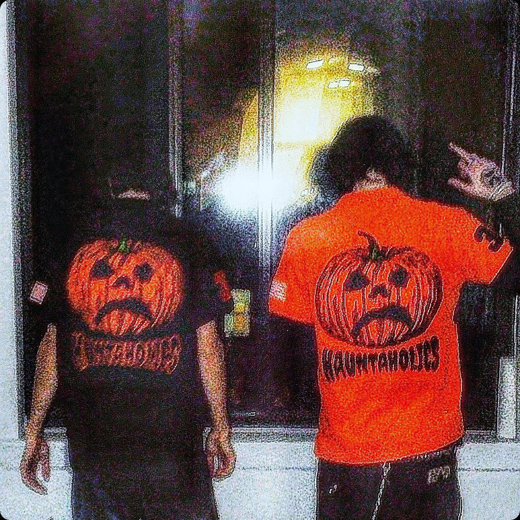 Fully embroidered Halloween pumpkin-head polo shirt
