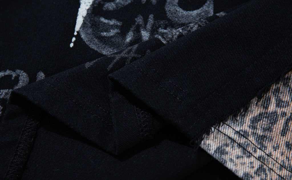 YAVIORA Leopard-Panel Cross Polo Shirt