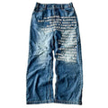Y2K Men's Hip-Hop Jeans with American-Style Graphic Lettering
