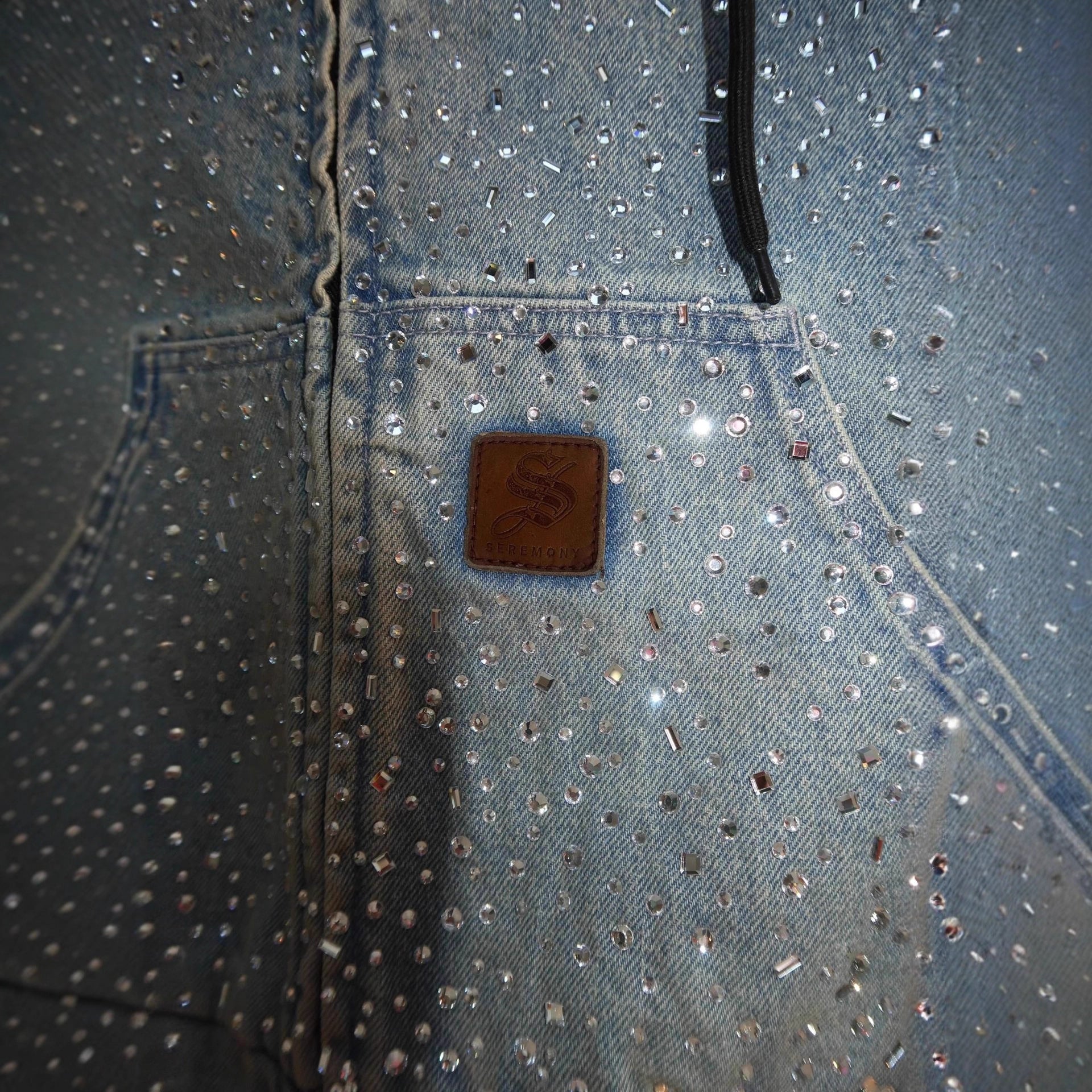 Y2K hip-hop heavy-duty rhinestone denim jacket