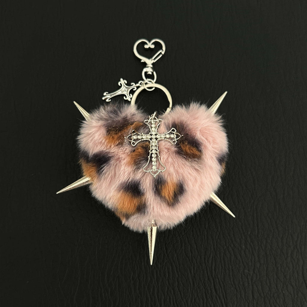 Y2K Spiked Plush Heart Keychain