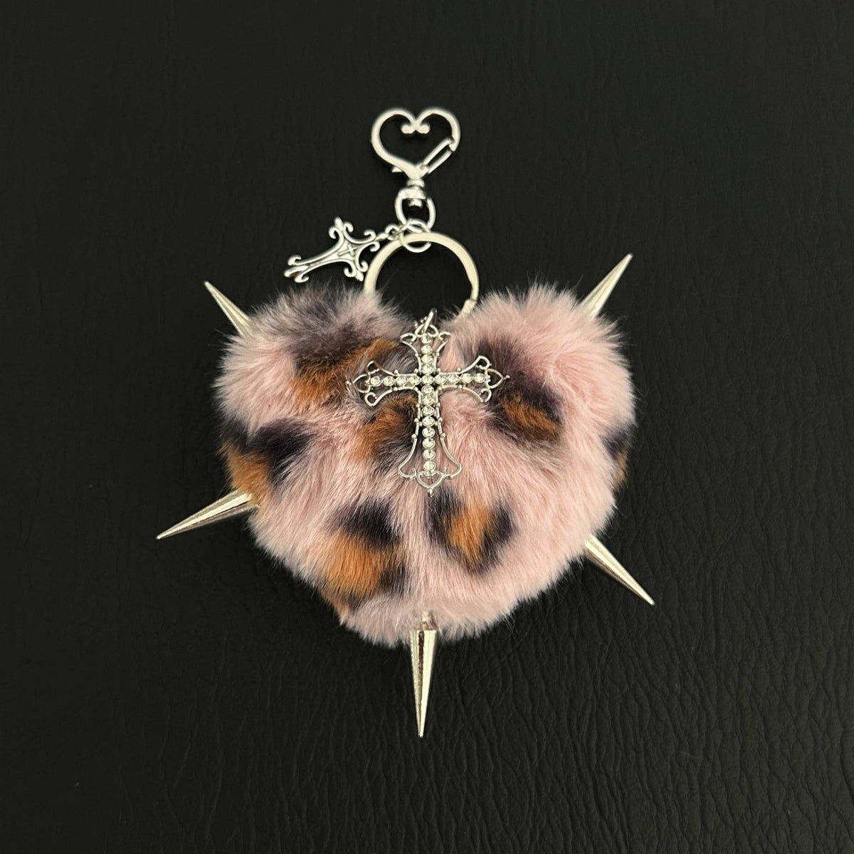 Y2K Spiked Plush Heart Keychain