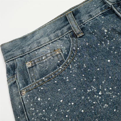 YAVIORA Rhinestone Straight Jeans