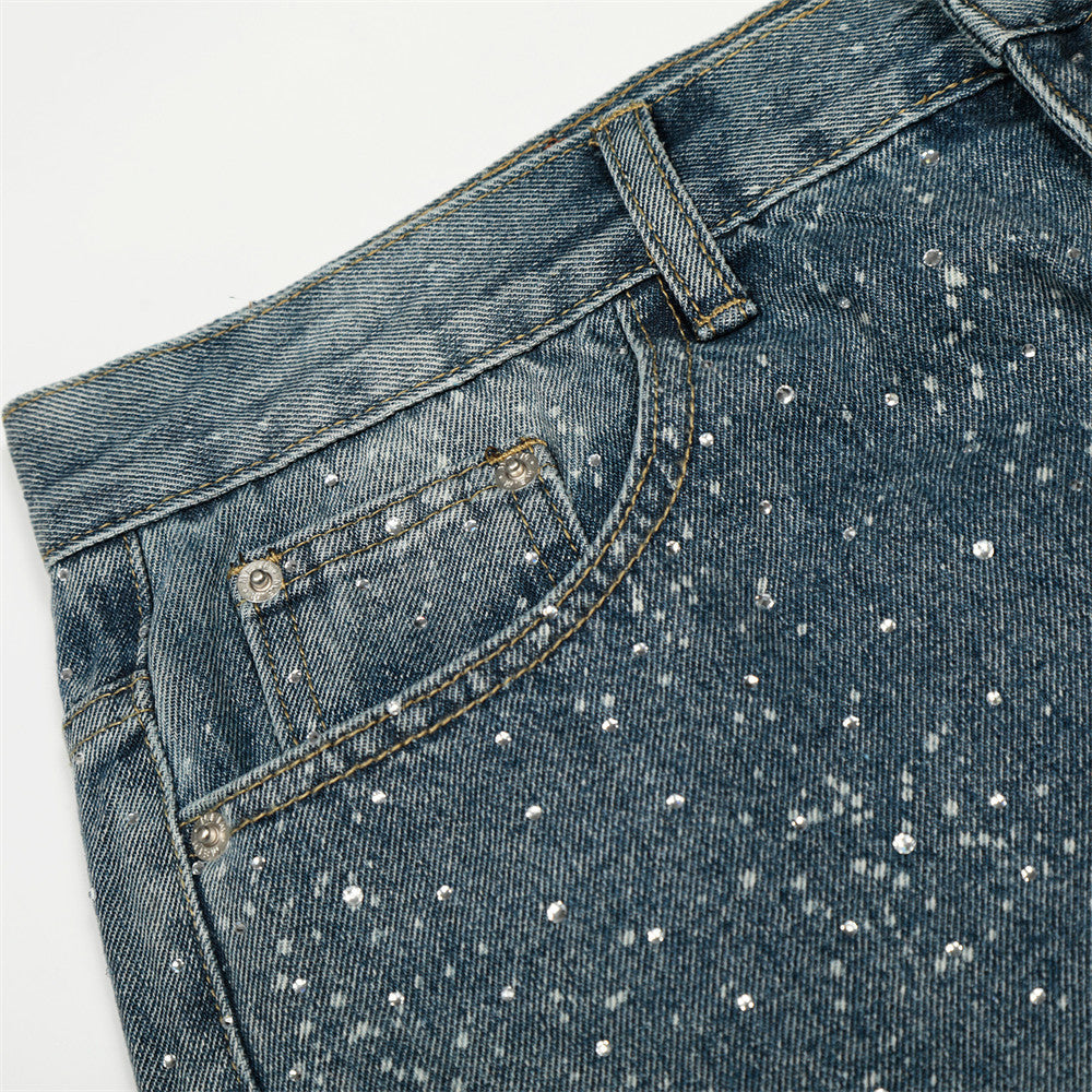 YAVIORA Rhinestone Straight Jeans