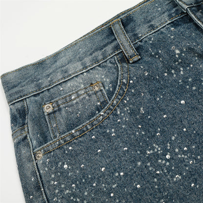 YAVIORA Rhinestone Straight Jeans