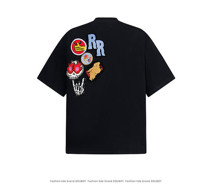 YAVIORA Badge Embroidered Tee