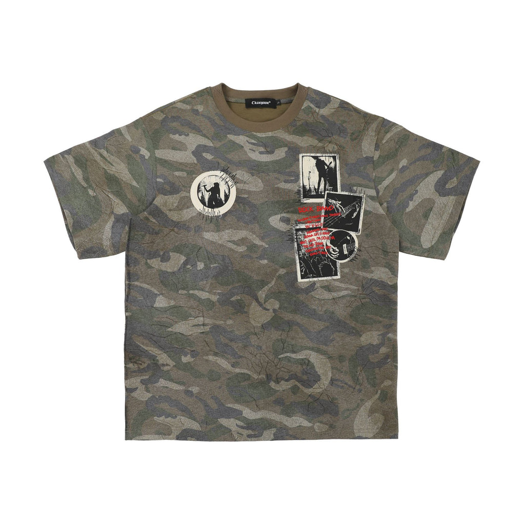 YAVIORA Vintage Camo Graphic T-Shirt