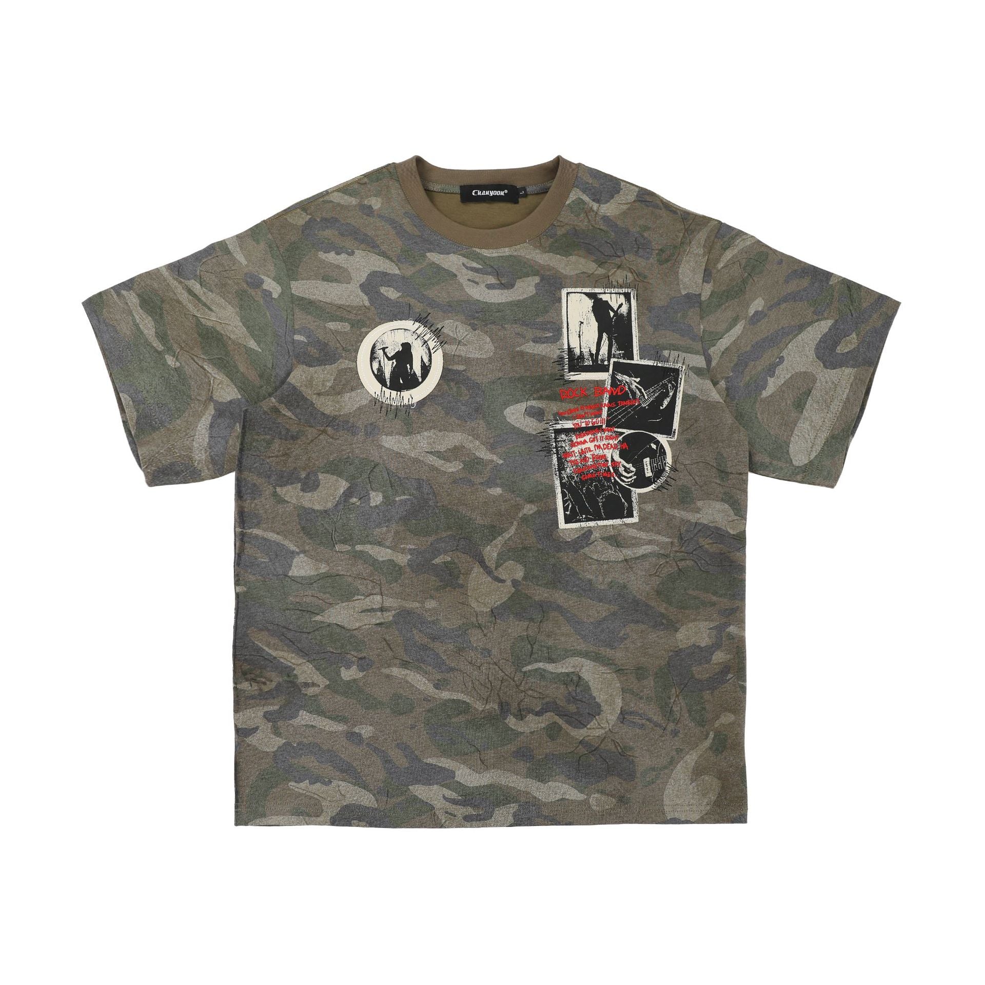 YAVIORA Vintage Camo Graphic T-Shirt