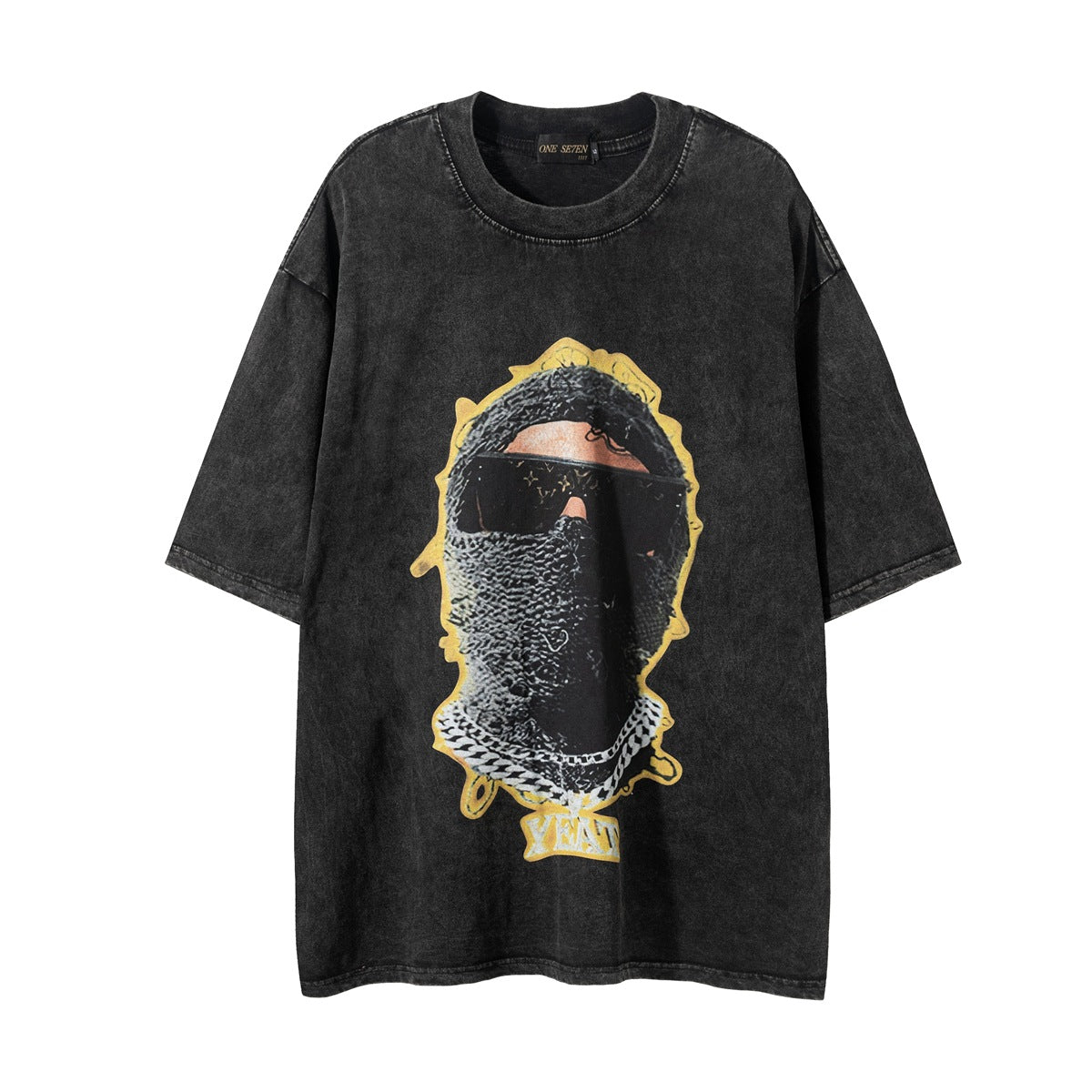 YAVIORA Hip-Hop Portrait Washed T-Shirt