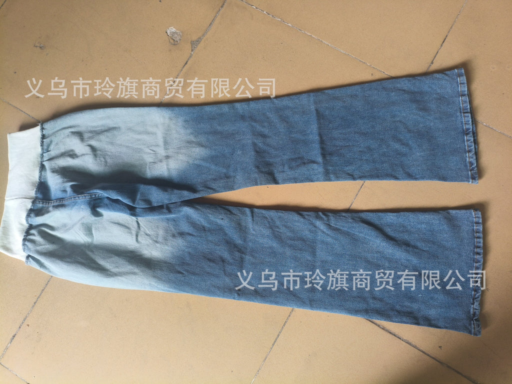 Y2K Patchwork Loose-Fit Low-Rise Jeans with Fold-Over Waistband