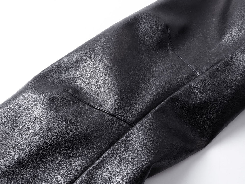 YAVIORA Riveted PU Leather Motorcycle Jacket