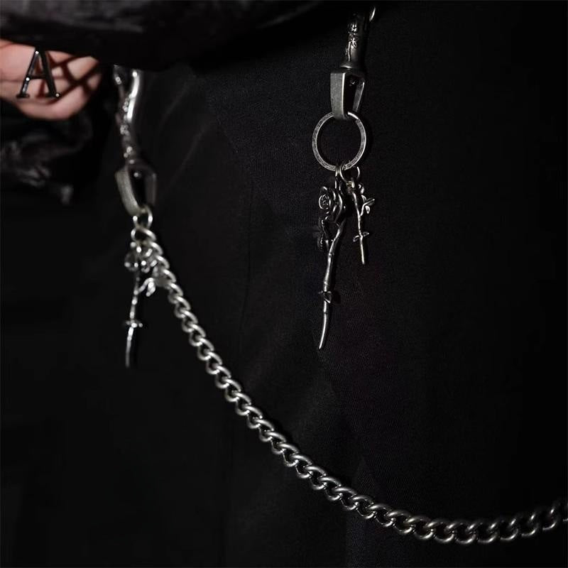 Gothic Rose Cross Keychain Charm