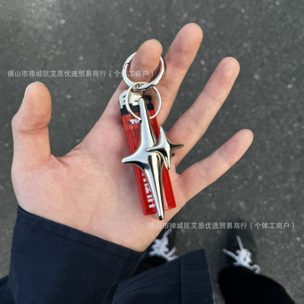 Star Lighter Keychain – Cool Silver 4-Point Star Design