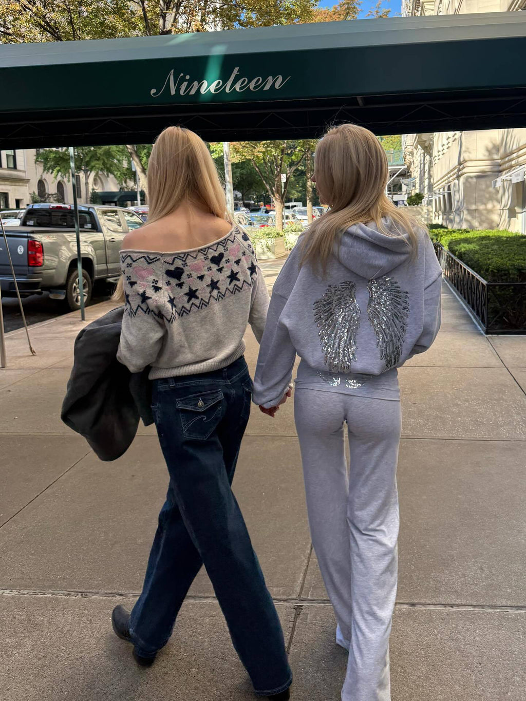 "Hot Girl" Style Sequin-Wing Sweatshirt and Pants Set