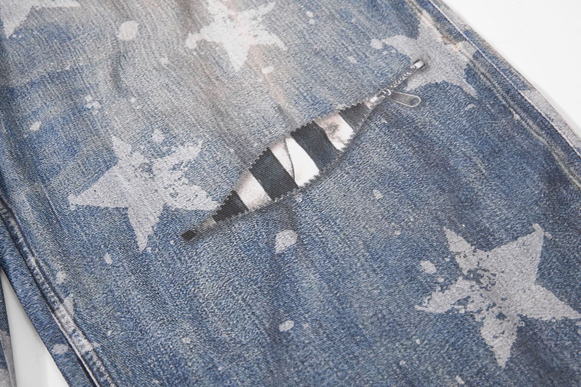 YAVIORA Star Print Fake Two-Piece Jeans