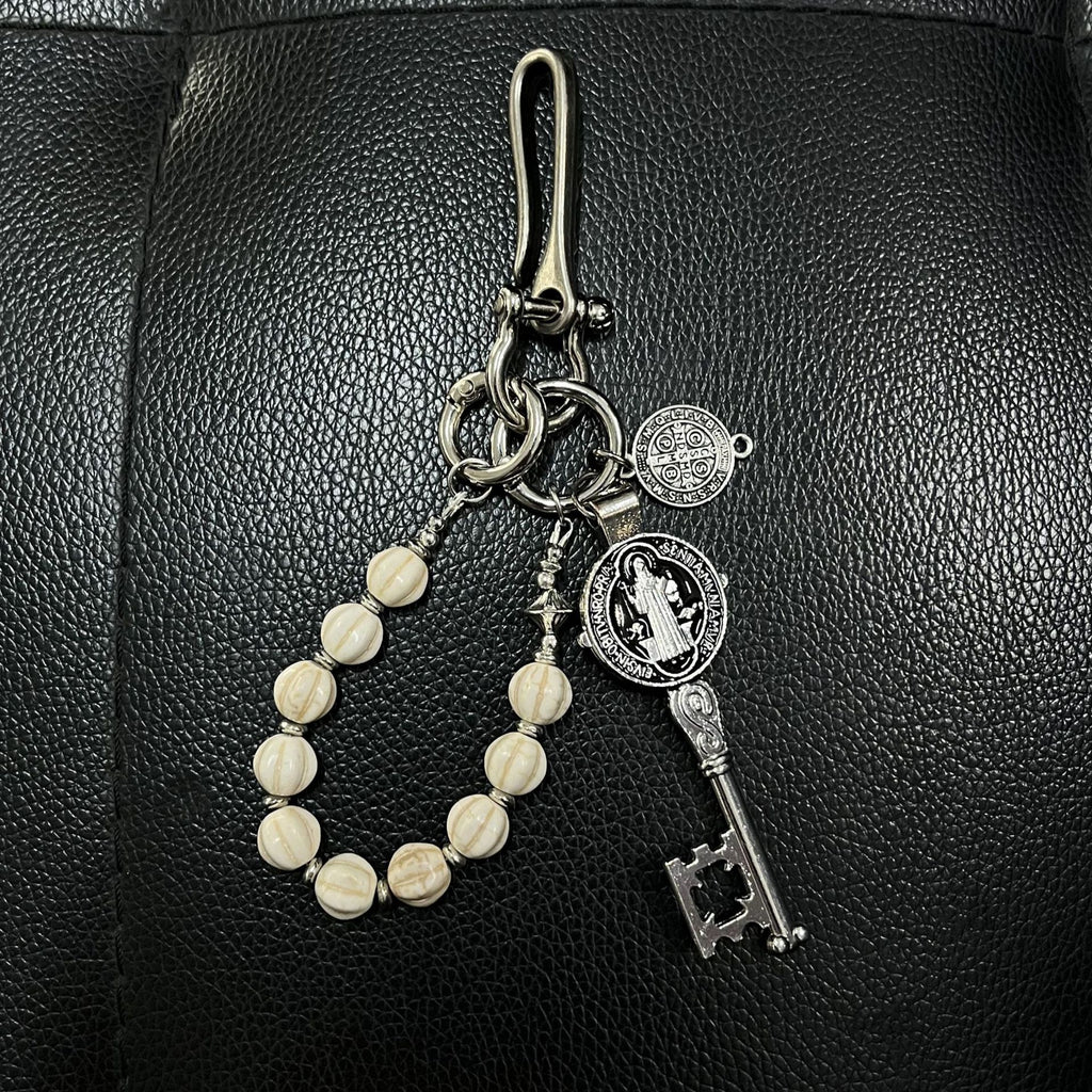 St Benedict Key Keychain Beaded Belt Clip Charm