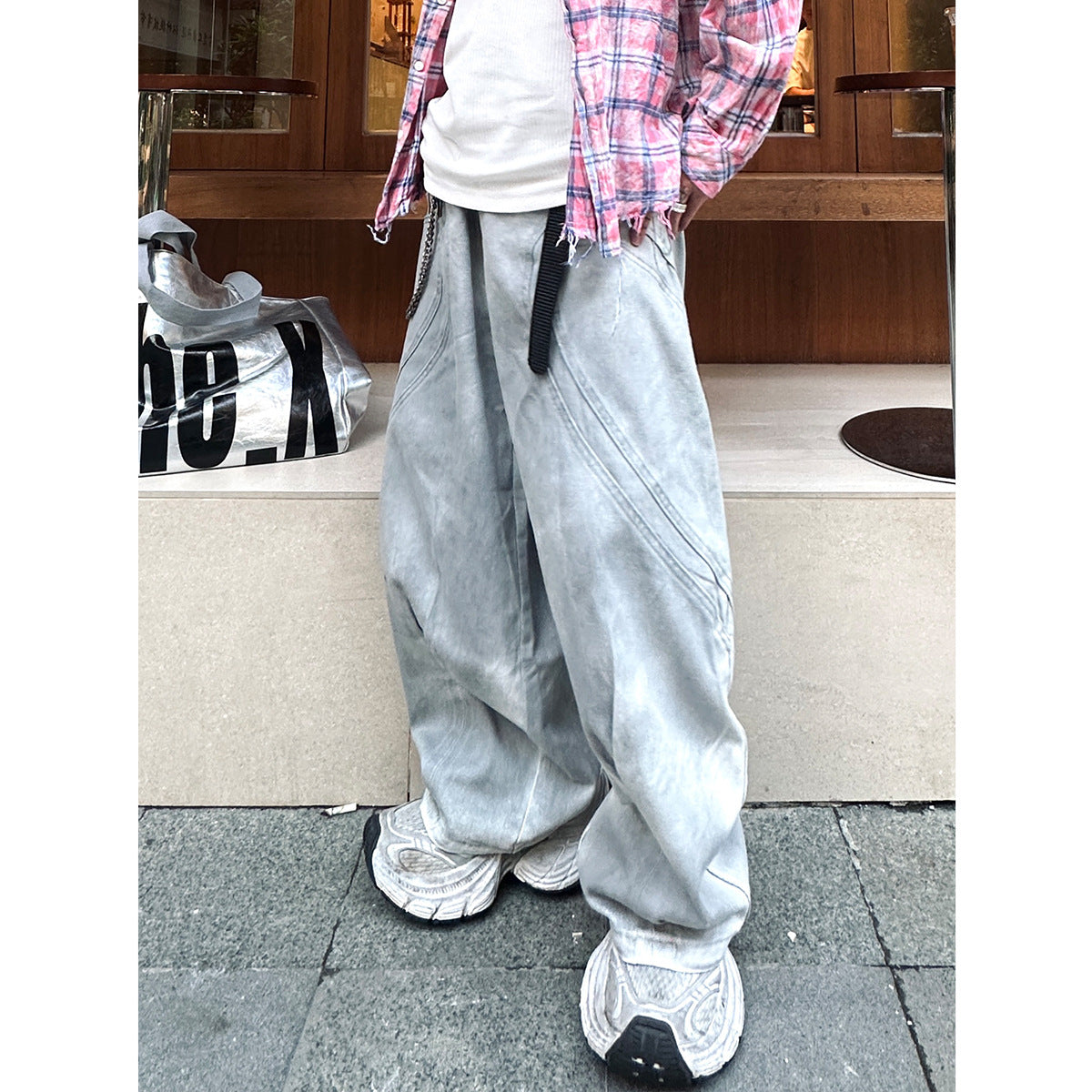 YAVIORA Dirty Dye Deconstructed Design Scimitar Pants