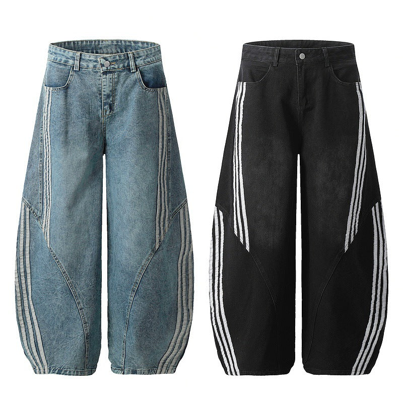 YAVIORA Striped Curved Jeans