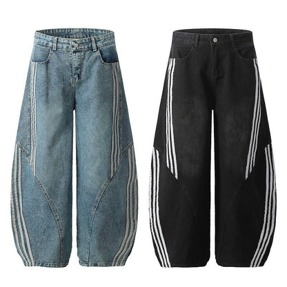YAVIORA Striped Curved Jeans