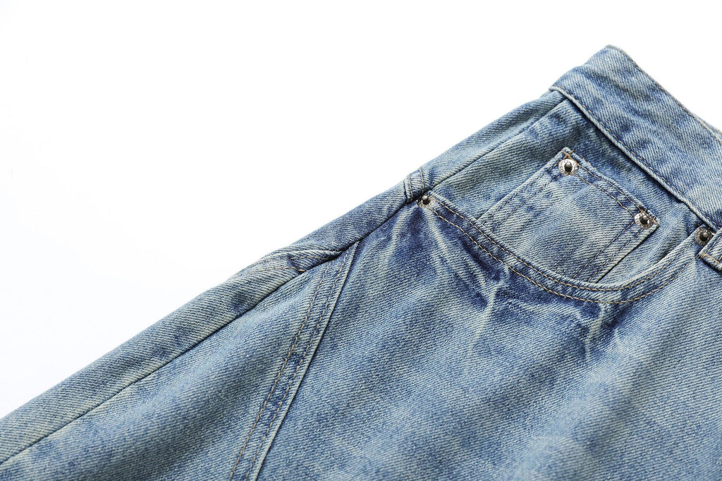 YAVIORA Vintage Washed Scimitar Fit Denim Shorts