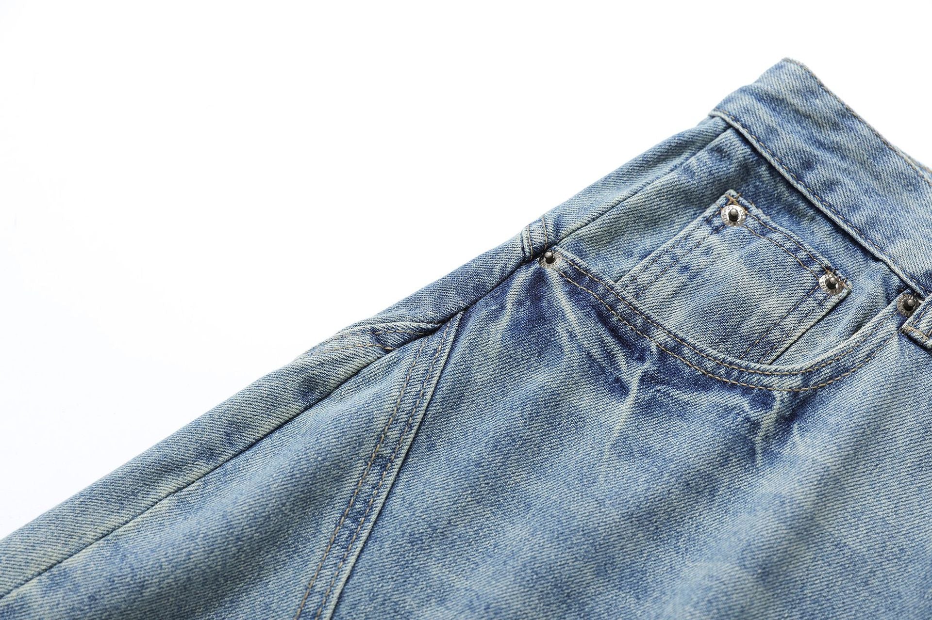 YAVIORA Vintage Washed Scimitar Fit Denim Shorts