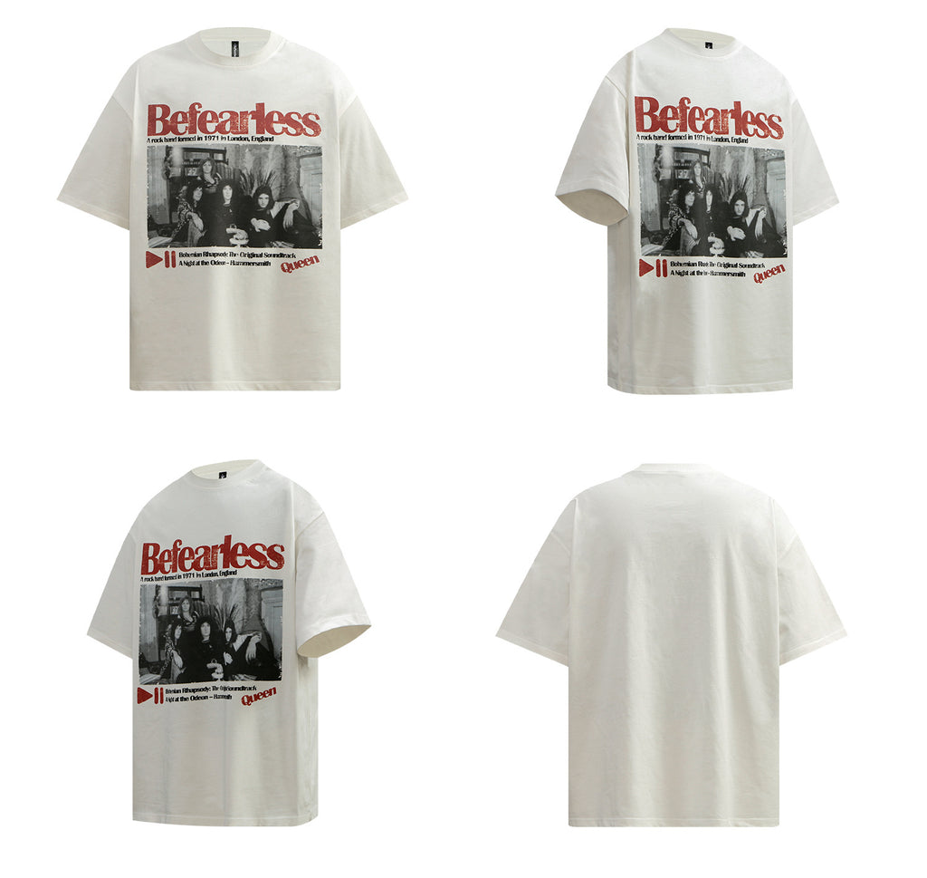 YAVIORA Distressed Band Print T-Shirt
