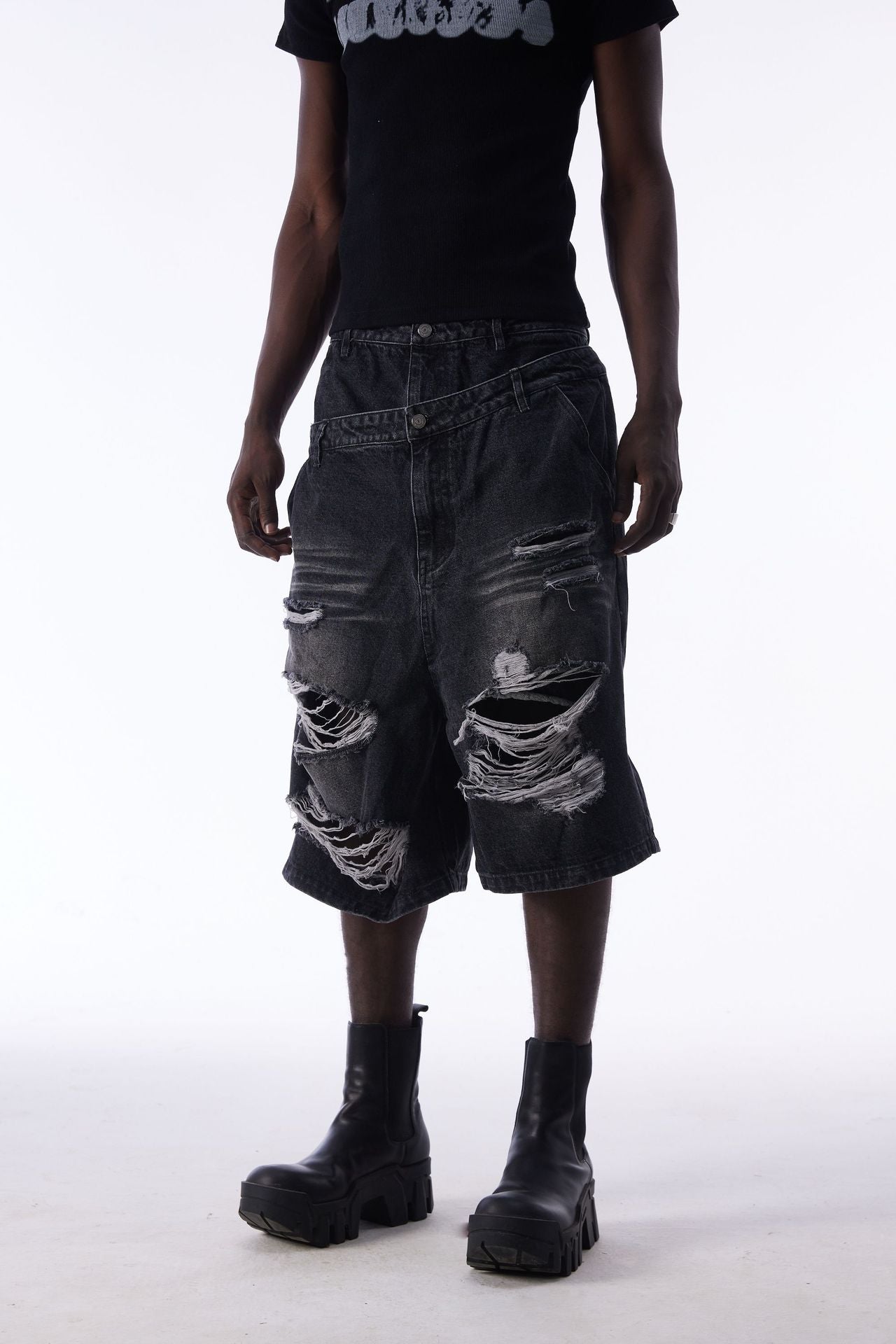 YAVIORA Ripped and Distressed Denim Shorts