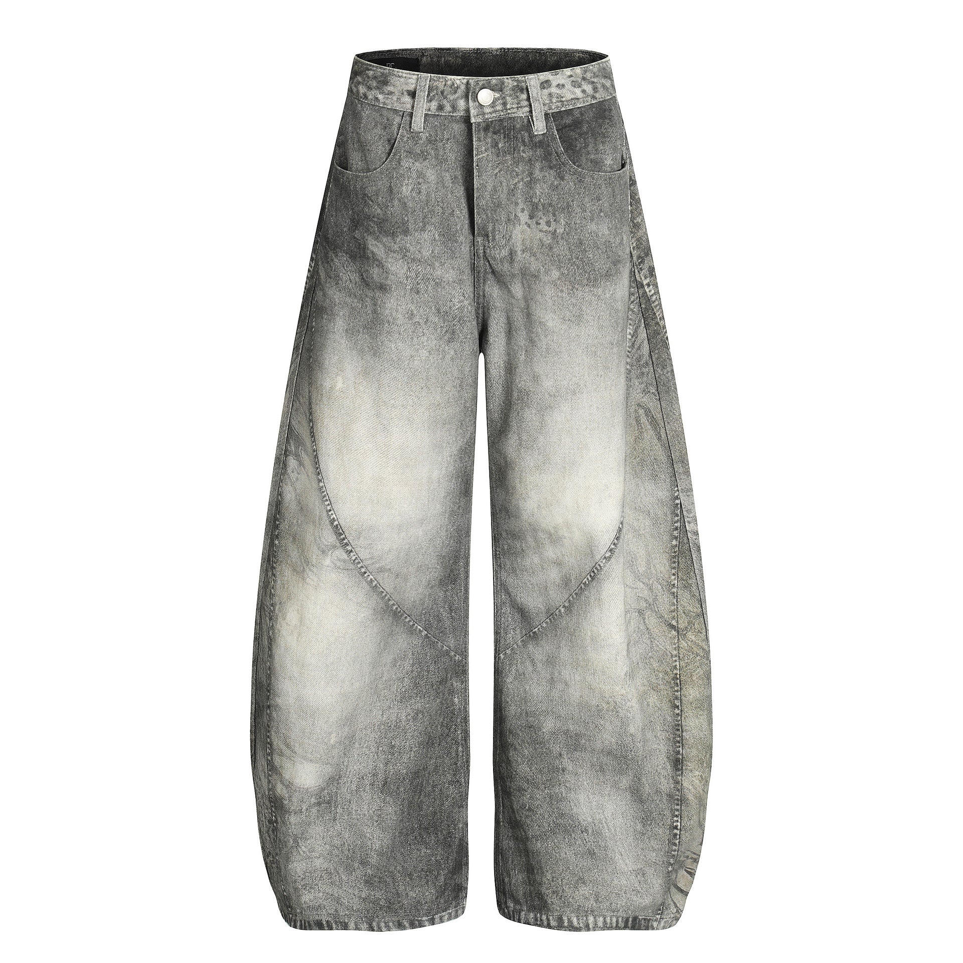 YAVIORA Spliced Dirty Wash Curved Baggy Pants