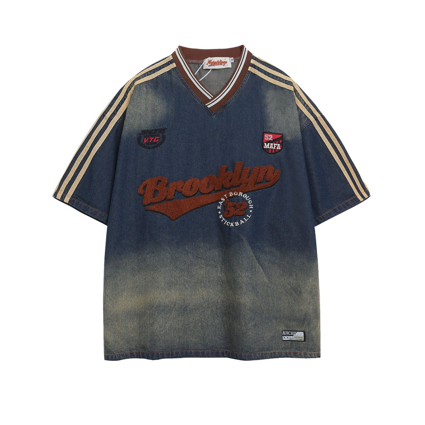 YAVIORA Towel Embroidered Denim Tee