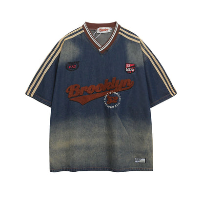 YAVIORA Towel Embroidered Denim Tee