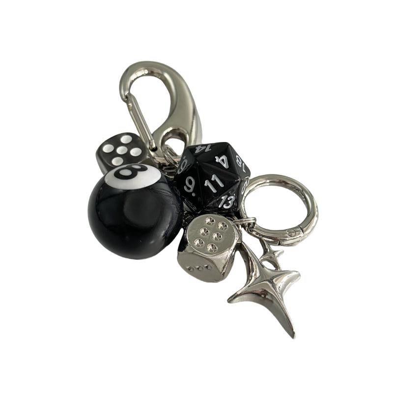 Yaviora Black 8 Dice String Handmade Bag Charm