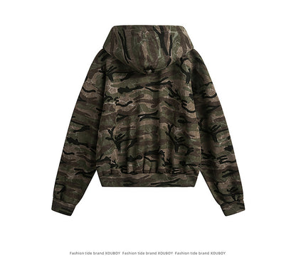 YAVIORA Camo Cropped Hoodie