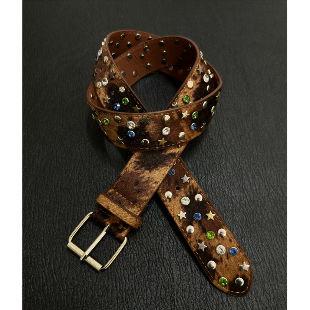 YAVIORA rhinestone studded horsehair belt