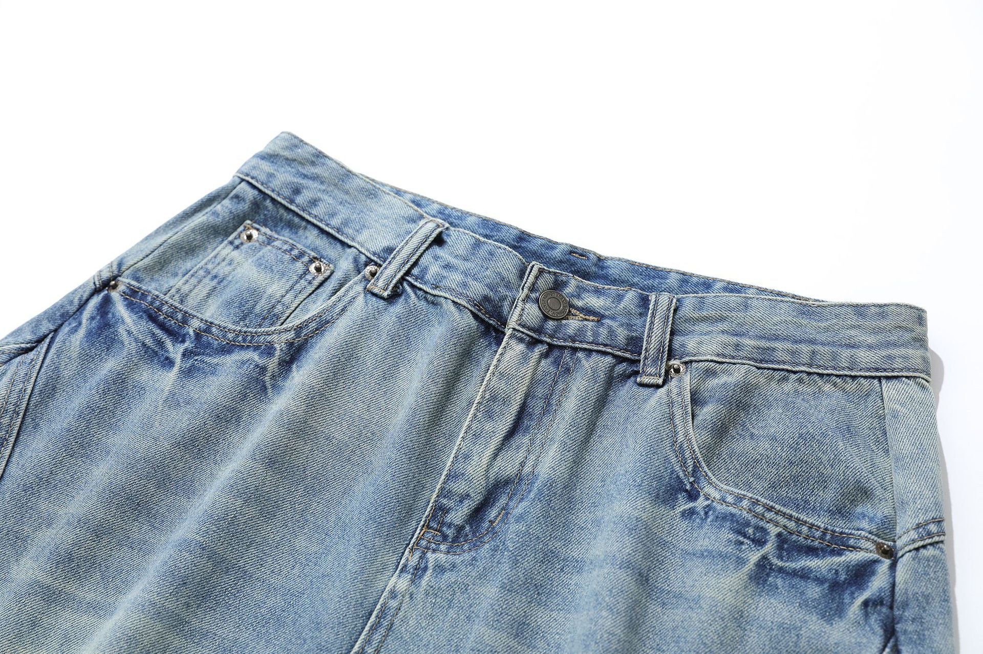 YAVIORA Vintage Washed Scimitar Fit Denim Shorts
