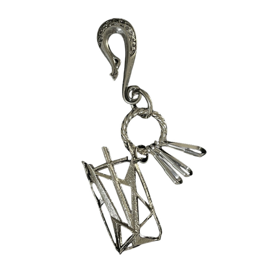 Silver Gothic Geometric Keychain Hook Pendant Charm