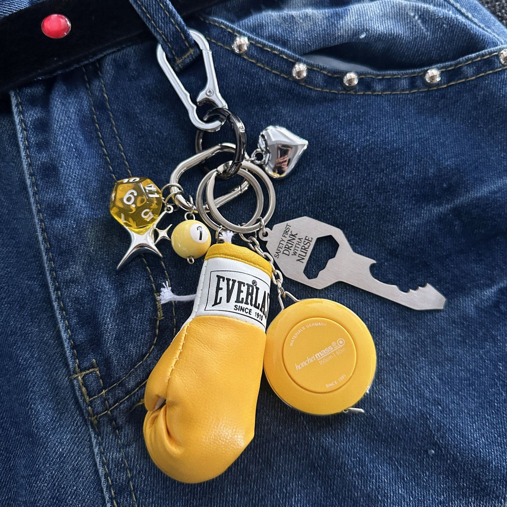 Yaviora Boxing Glove-Style Measuring Tape Multi-Element Keychain
