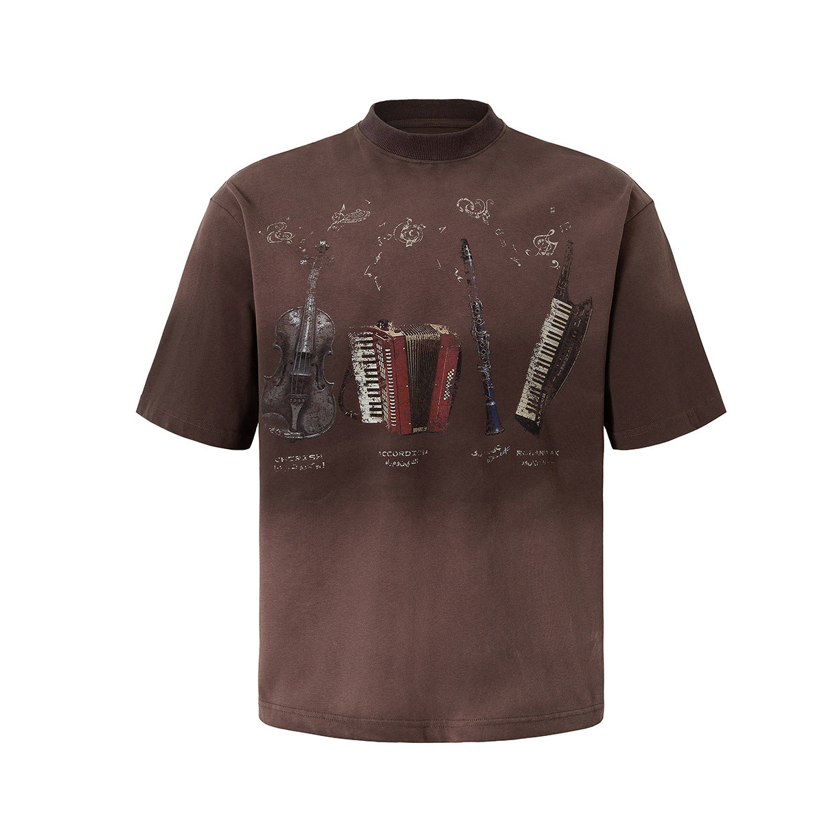 YAVIORA Vintage Music Instrument Gradient t shirt