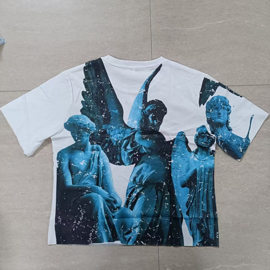 Y2K Greek statue print short-sleeved loose-fitting T-shirt