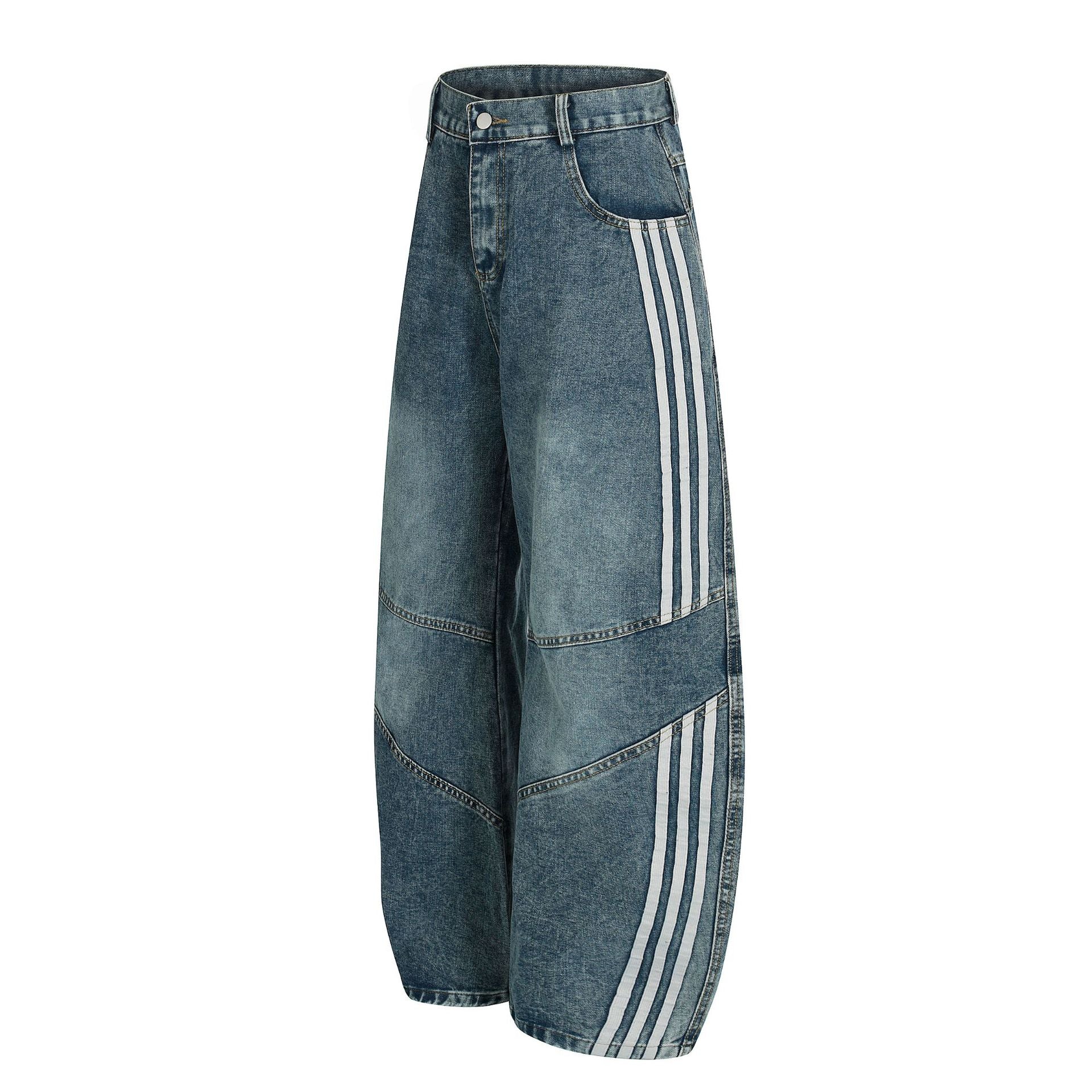 YAVIORA Deconstructed 3-Stripes Curved Wide Leg Pants