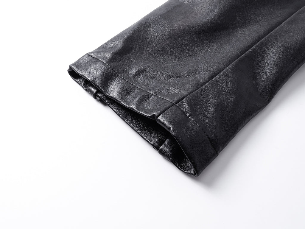 YAVIORA Riveted PU Leather Motorcycle Jacket