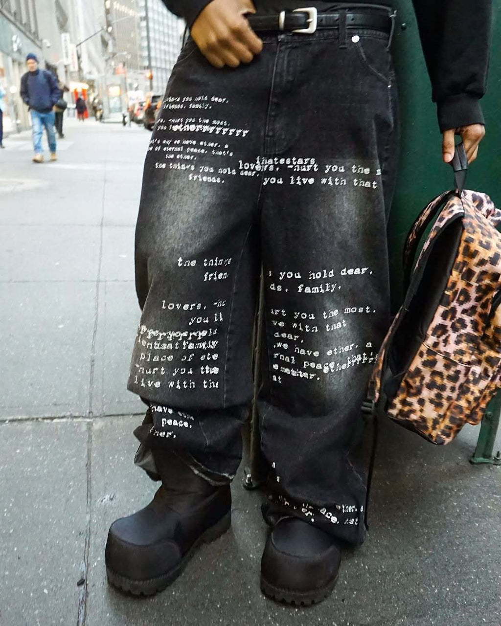 Y2K Men's Hip-Hop Jeans with American-Style Graphic Lettering